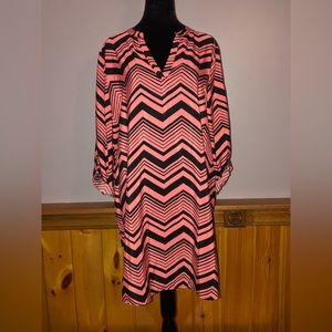 New No Boundaries Juniors XXL Peach Black Split V Midi Dress​​​ coverup